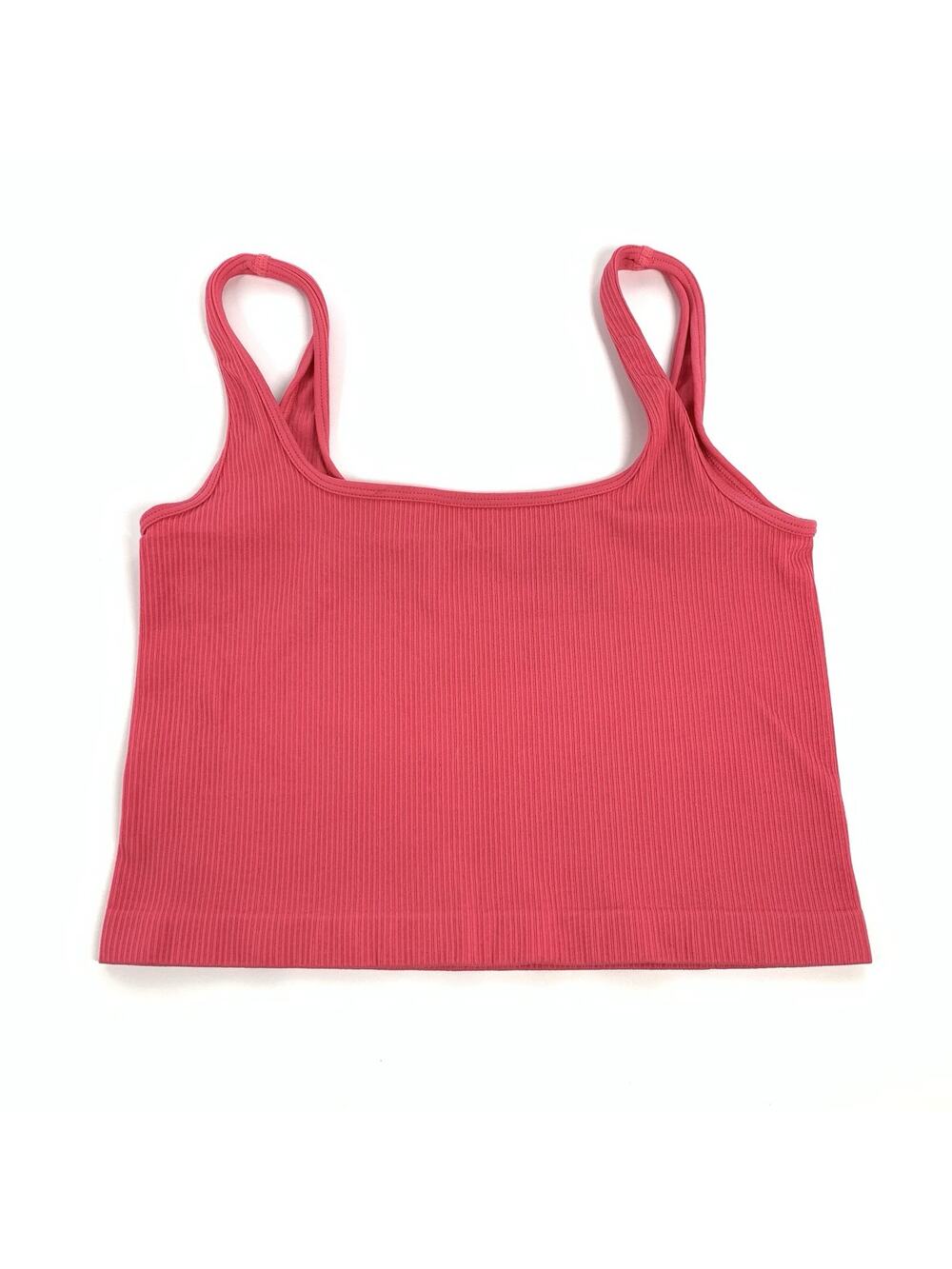 OQQ Ribbed Cropped Compression Tank Top Size Large Womens Dark Pink Layering L